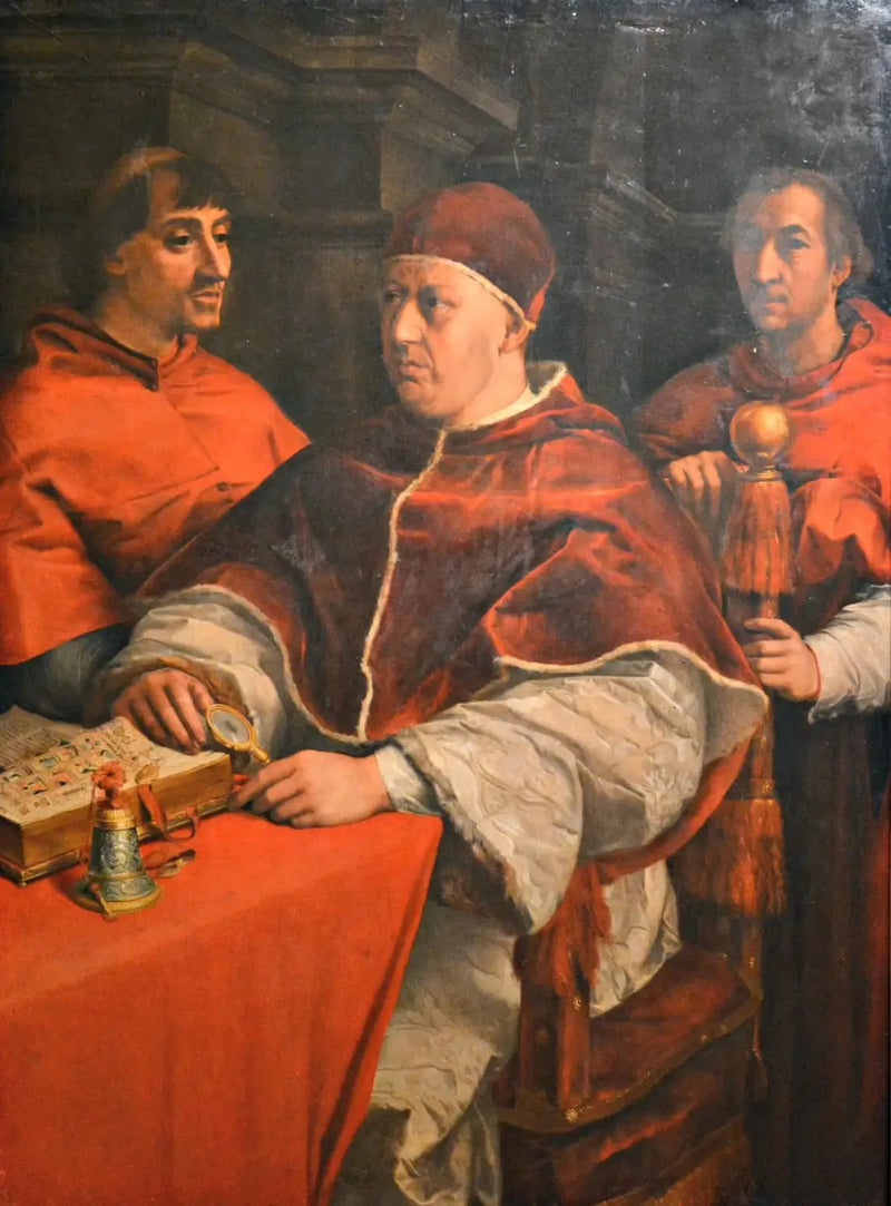 레온 X의 초상화와 주교 Giulio de Médicis 및 Luigi de' Rossi - Andrea del Sarto