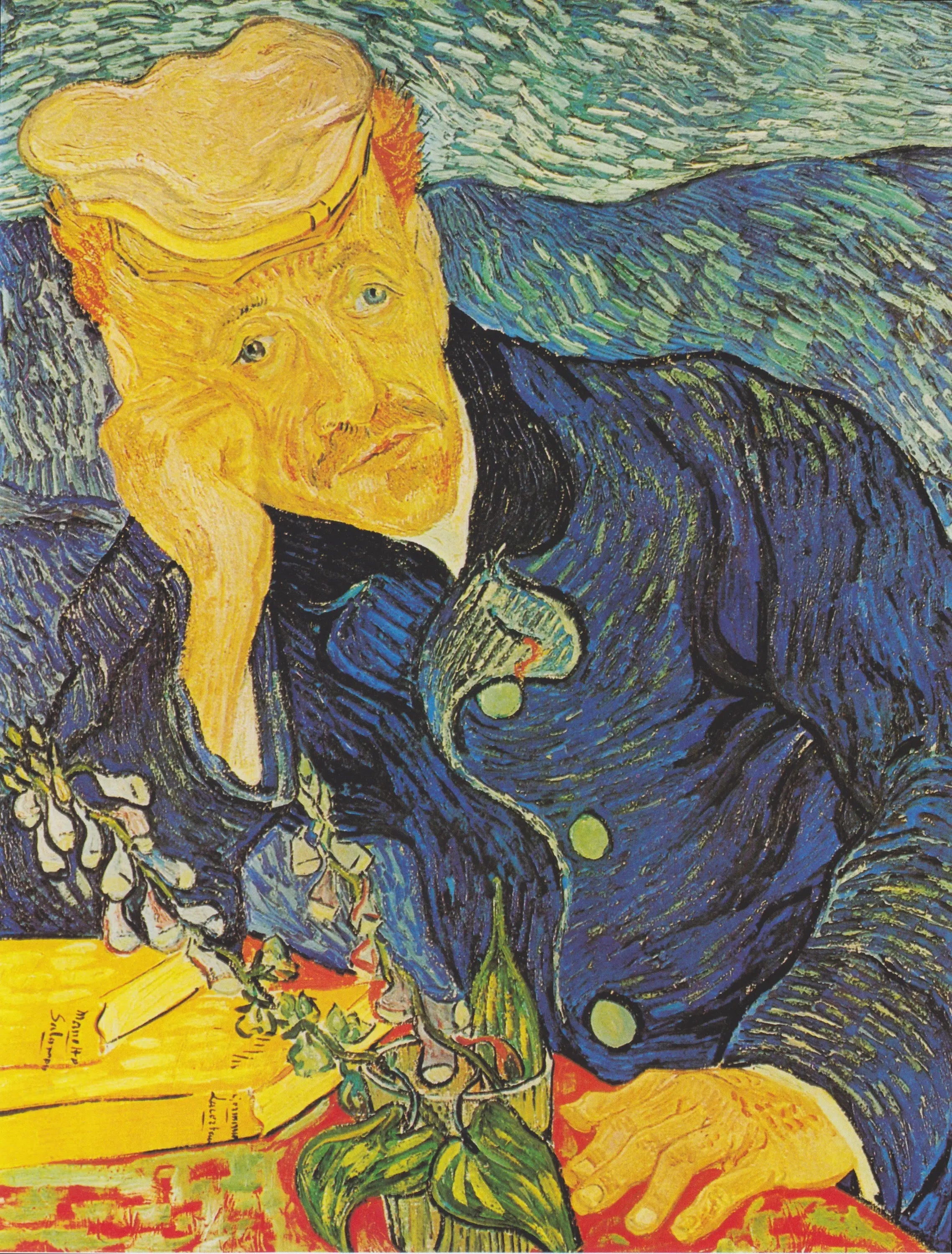 Portrait du Dr Gachet avec branche de digitale - Vincent van Gogh image 1 reproduction de peinture à l’huile