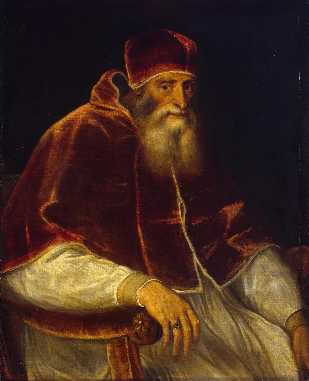 Portrait du pape Paul III - Titian image 1 reproduction artisanale de tableau