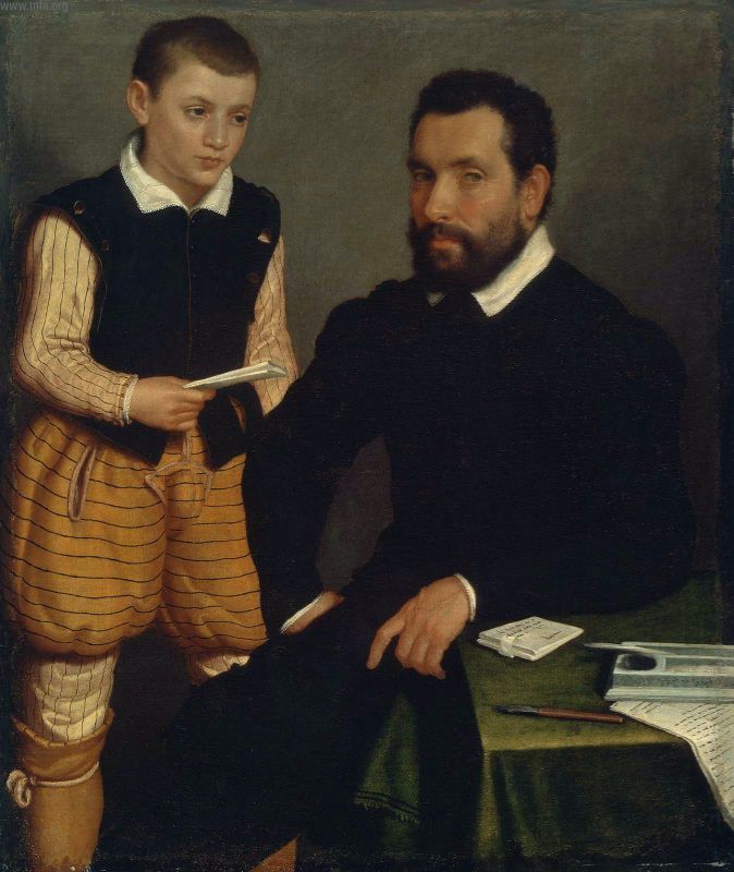 남자와 소년의 초상화 (Comte Alborghetti et Fils) - Giovanni Battista Moroni