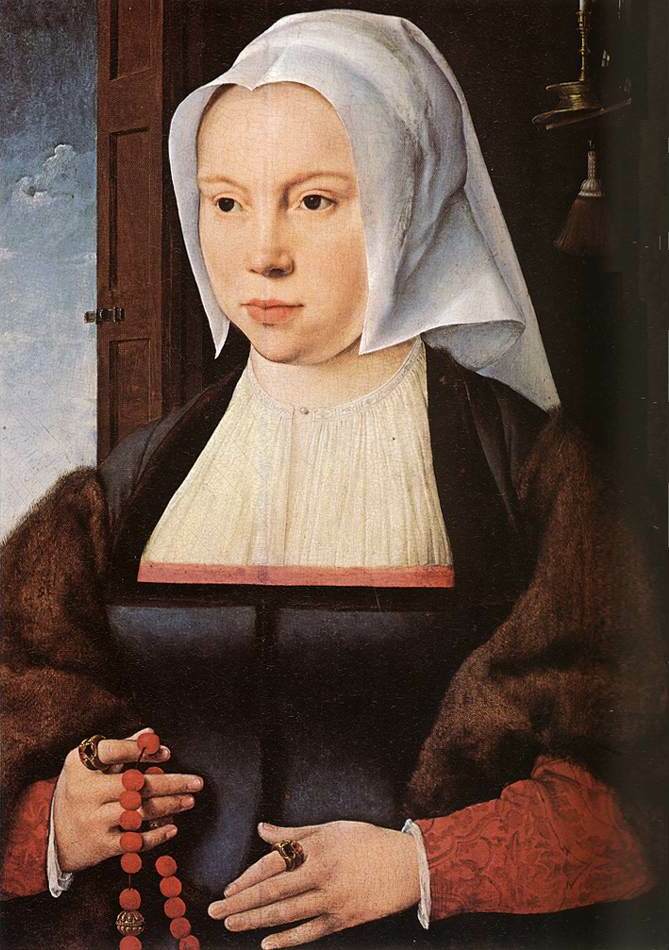 십자가 목걸이를 한 여성의 초상화 - Joos van Cleve