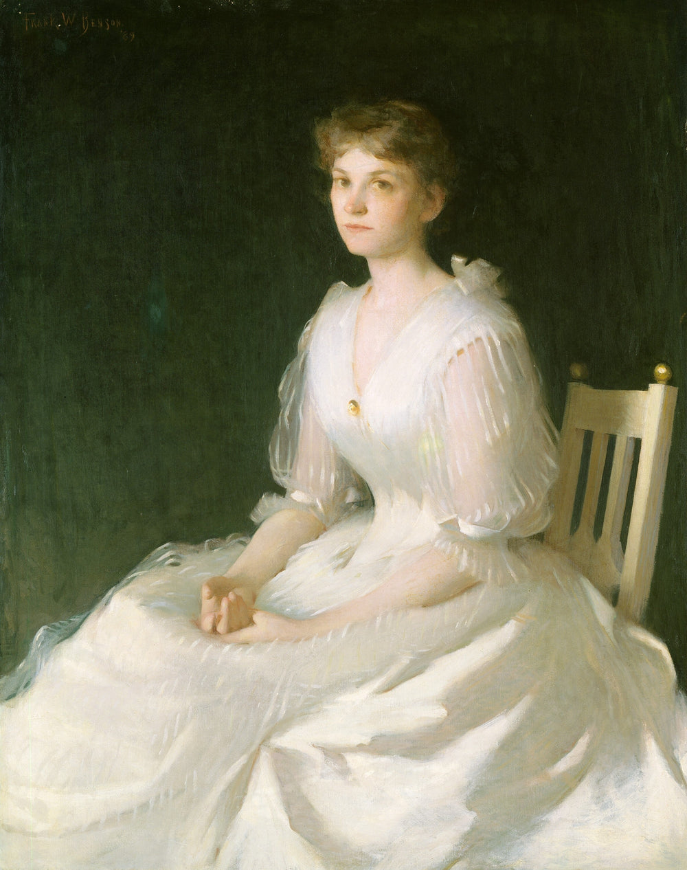 Portrait en blanc - Frank Weston Benson image 1 reproduction artisanale de tableau
