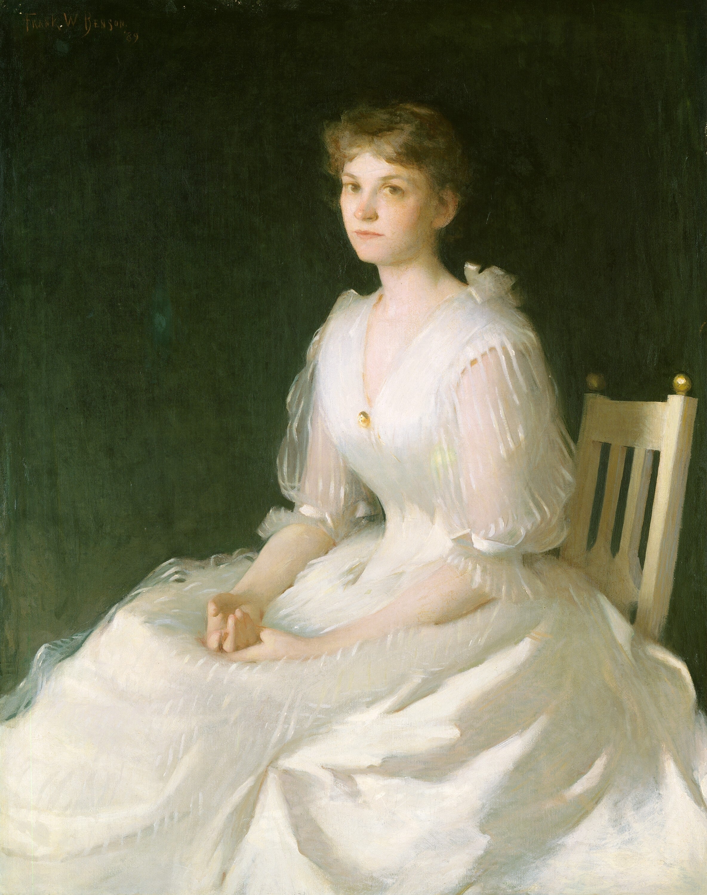 Portrait en blanc - Frank Weston Benson image 1 reproduction artisanale de tableau