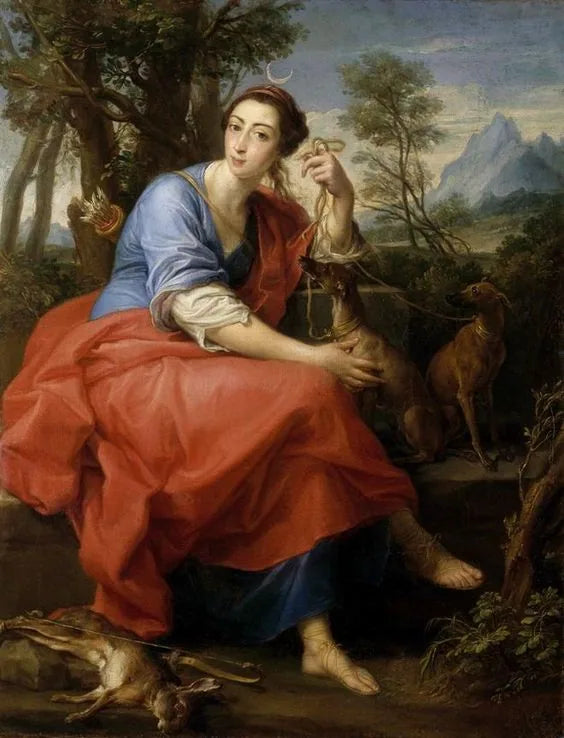 다이애나 역할의 마르키즈 카테리나 가브리에리 추정 초상화 - Pompeo Batoni
