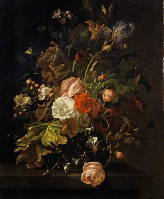 Fleurs dans un vase — Fitzwilliam, 1701, peinture de Rachel Ruysch