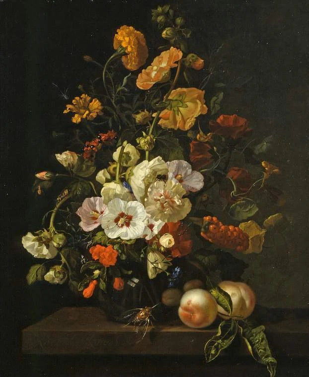 Fleurs dans un vase — Fitzwilliam, 1701, peinture de Rachel Ruysch