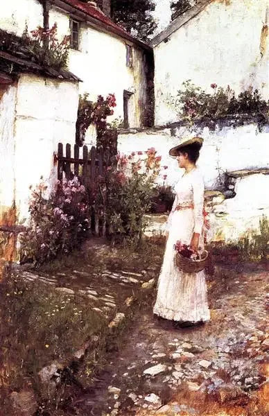 데본셔의 정원에서 여름 꽃을 모으다 - 존 윌리엄 워터하우스