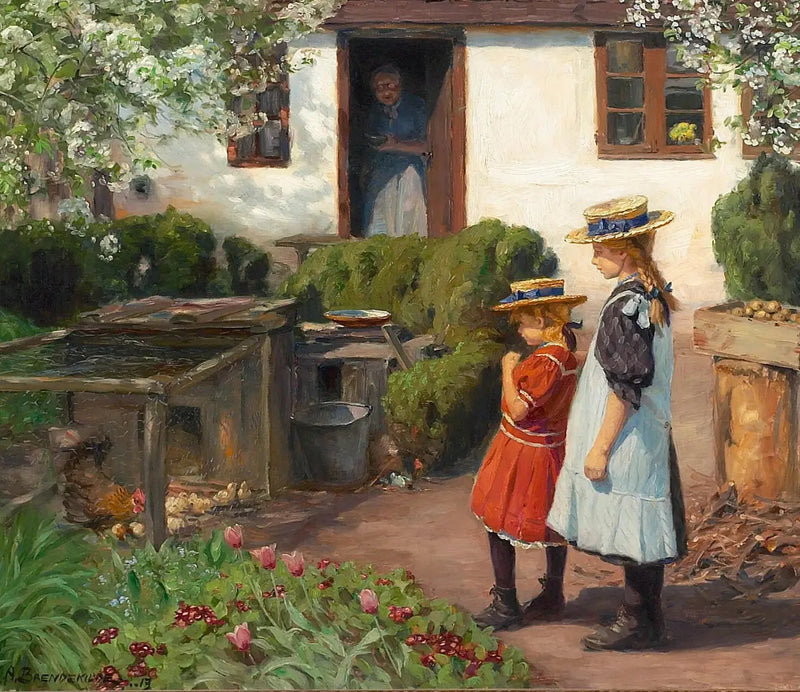 병아리들을 바라보세요. - H. A. Brendekilde

Source:
Regarder les poussins. - H. A. Brendekilde