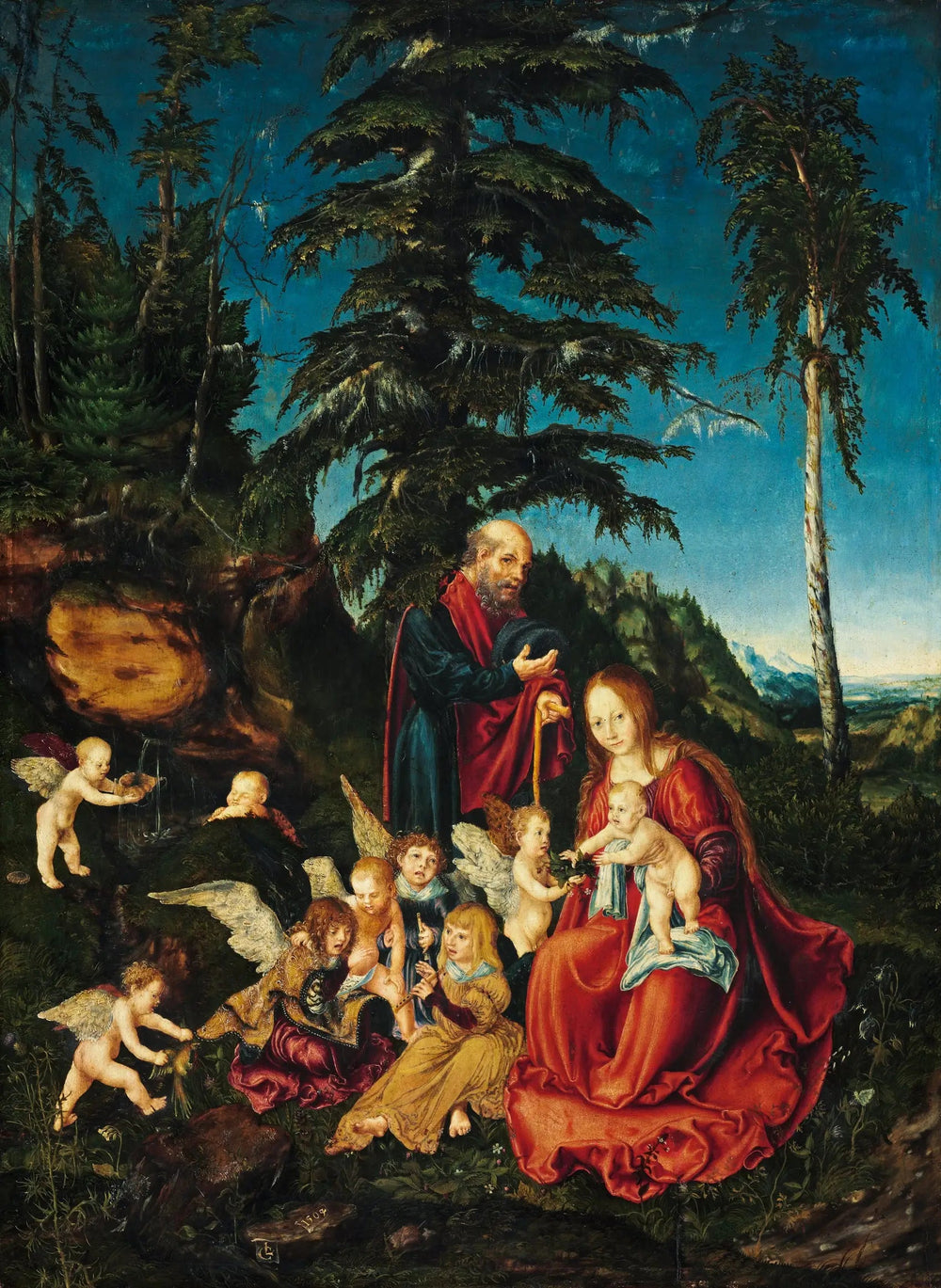 Repos pendant la fuite en Égypte - Lucas Cranach the Elder image 1 tableau peint à l’huile sur toile