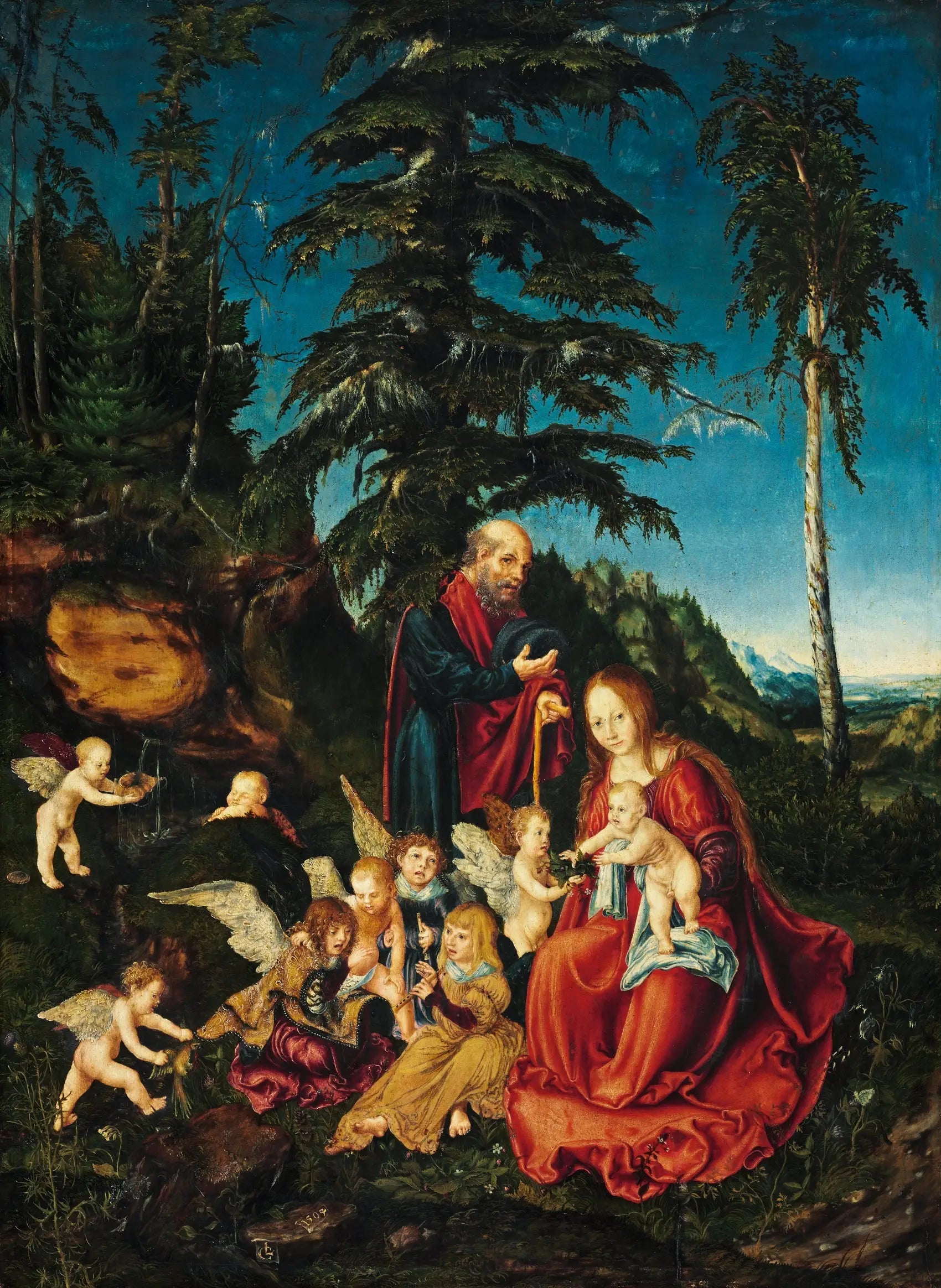 Repos pendant la fuite en Égypte - Lucas Cranach the Elder image 1 tableau peint à l’huile sur toile