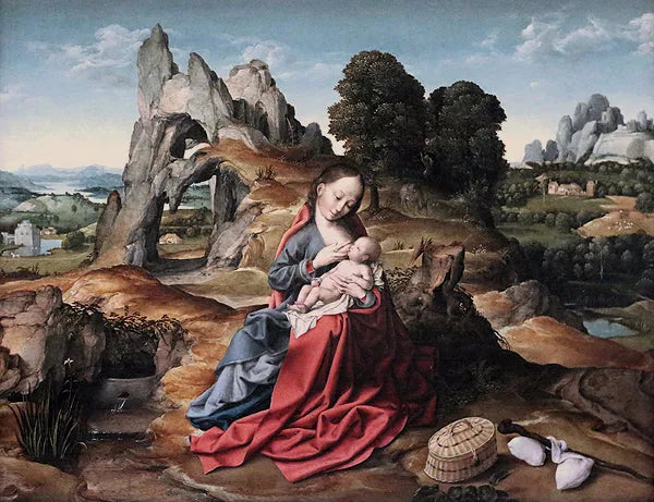 이집트행 비행 중 휴식을 취하세요 - Joos van Cleve