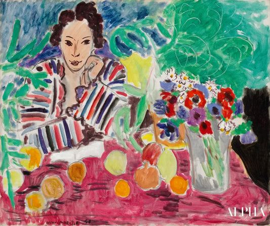 Robe rayée, fruits et anémones - Matisse - Reproductions de tableaux et peintures haut de gamme