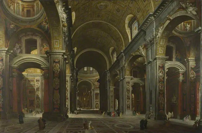 Rome : L'intérieur de Saint-Pierre - Giovanni Paolo Panini image 1 reproduction de peinture à l’huile