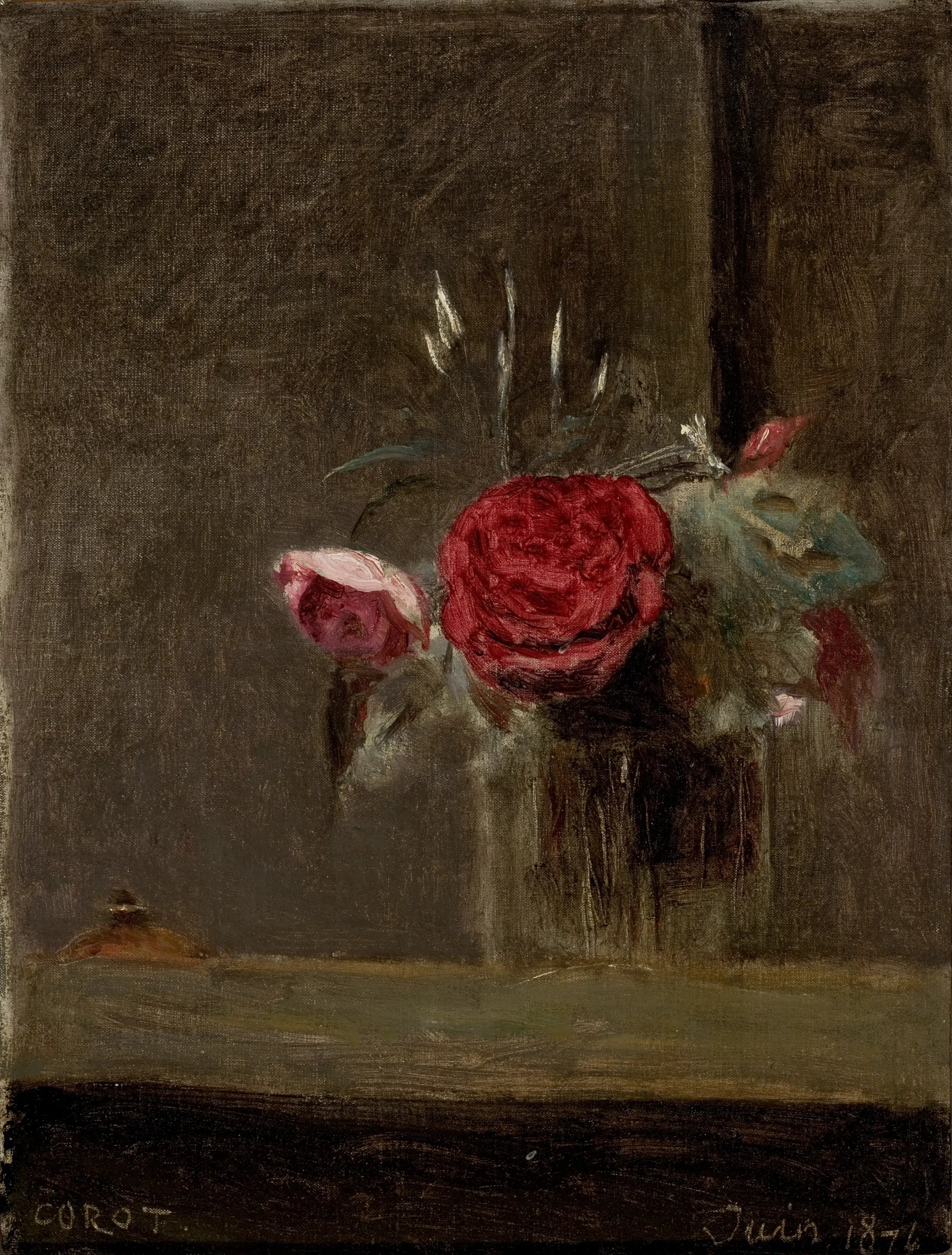 Roses dans un verre - Jean-Baptiste Camille Corot - Alpha Reproduction