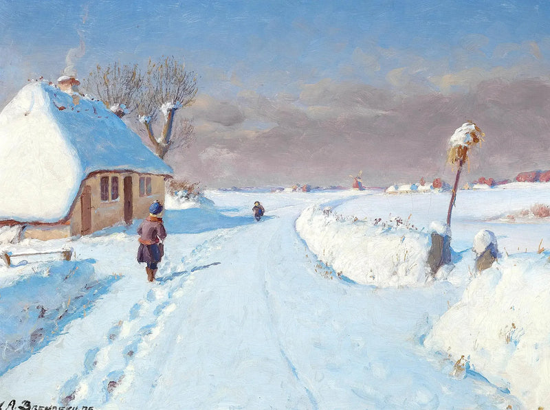 마을 가장자리의 햇살 가득한 거리, 겨울 (32 x 42 cm). - H. A. Brendekilde

Source:
Route ensoleillée à la lisière d'un village, hiver (32 x 42 cm). - H. A. Brendekilde