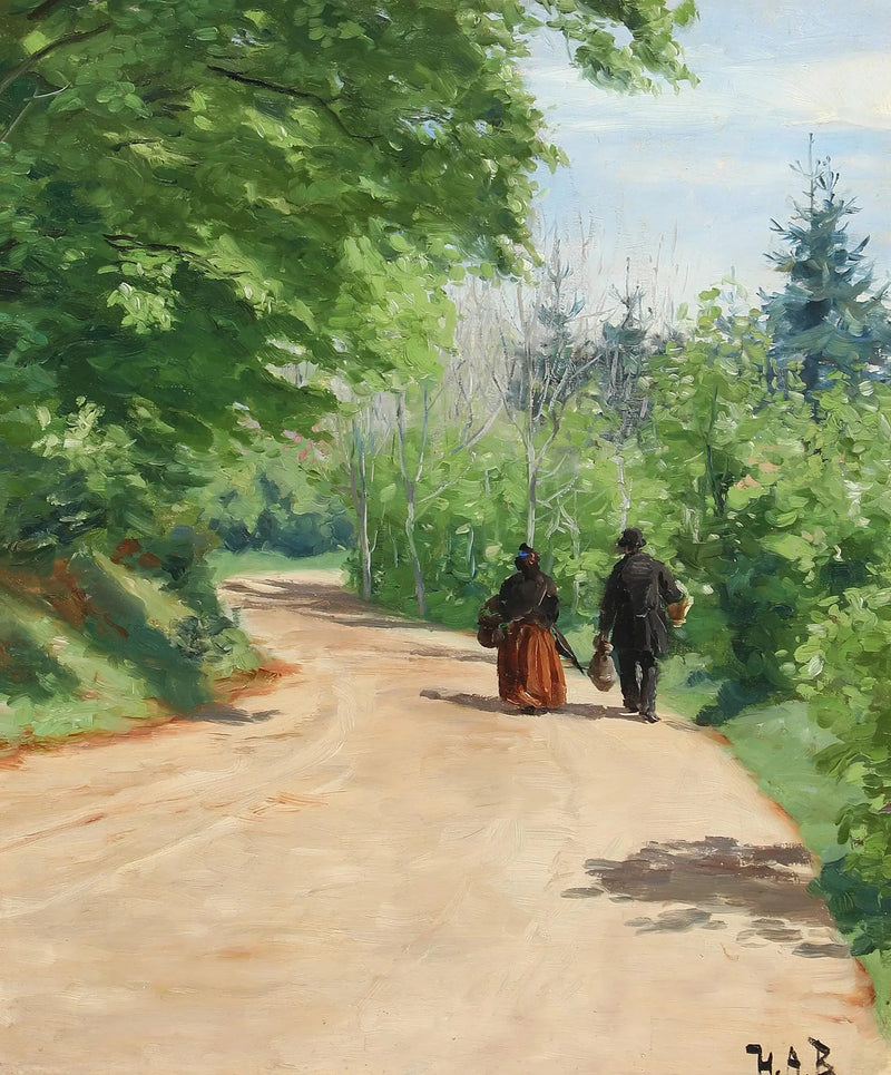 봄 숲길에서 걷는 커플과 함께하는 길 안내. - H. A. Brendekilde

Source:
Route forestière printanière avec un couple en marche. - H. A. Brendekilde