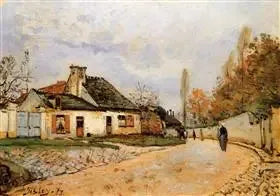 Rue de Voisins, Louveciennes - Alfred Sisley image 1 copie peinte à la main à l’huile