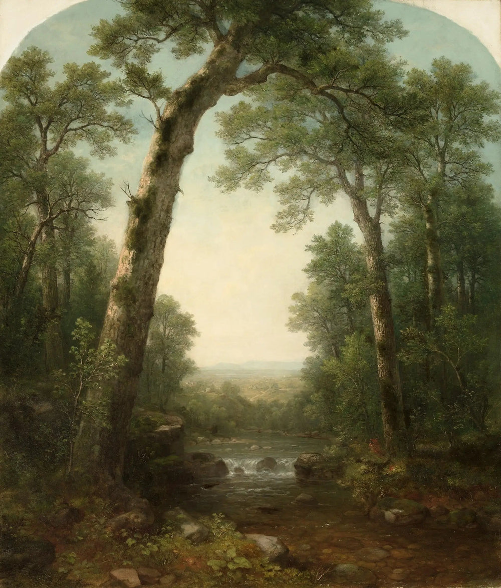 Ruisseau forestier avec vue - Asher Brown Durand image 1 reproduction artisanale de tableau