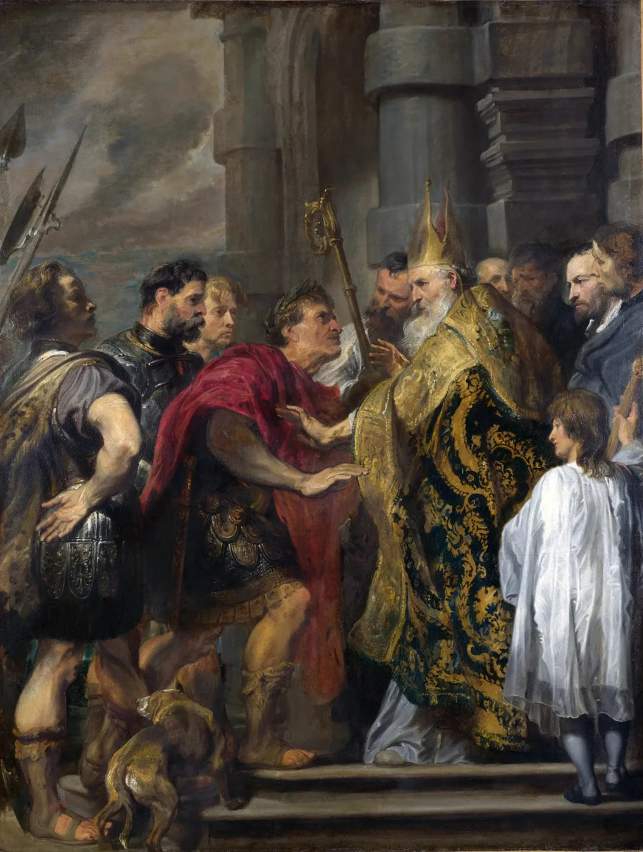 성 암브로지우스가 테오도시우스에게 그의 교회 입장을 거부하는 모습 - 앙투안 반 다이크

Source:
saint Ambroise refusant à Théodose l'entrée de son église - Antoine van Dyck