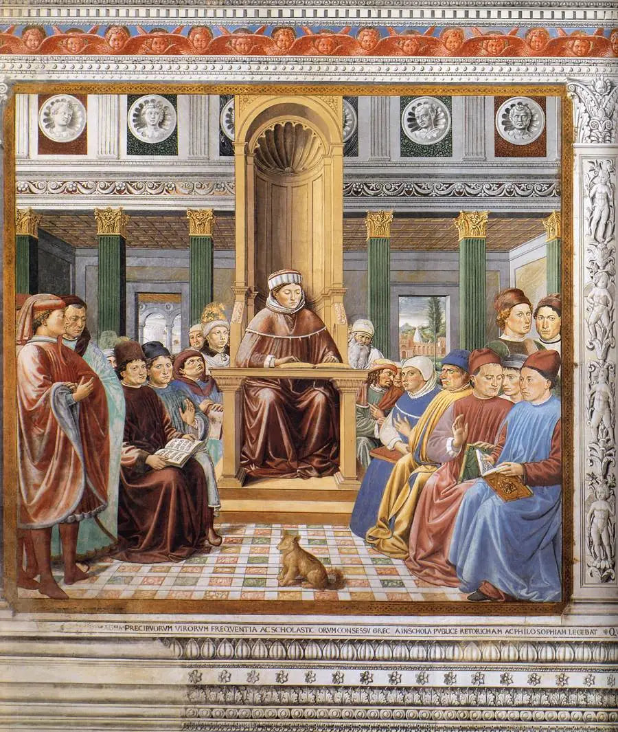 Saint Augustin enseignant à Rome (scène 6, mur sud) - Benozzo Gozzoli image 1 reproduction d’œuvre d’art à l’huile