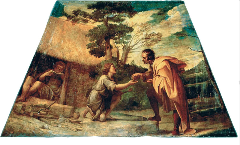 알칼라의 성 디다크가 자선을 받는 모습 - 아니발레 카라치