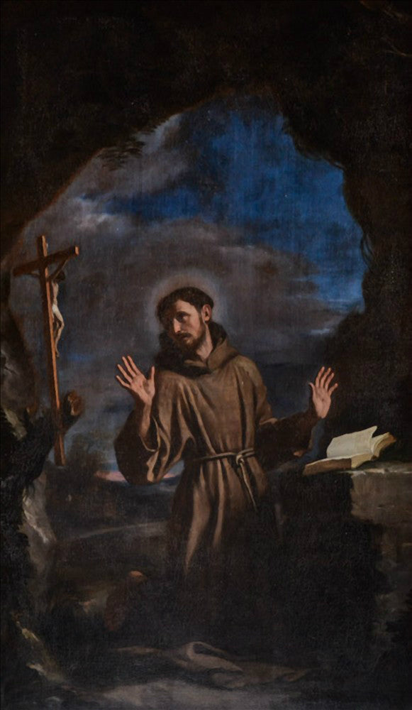 Saint François en adoration du crucifix - Guercino image 1 copie de tableau peinte à la main