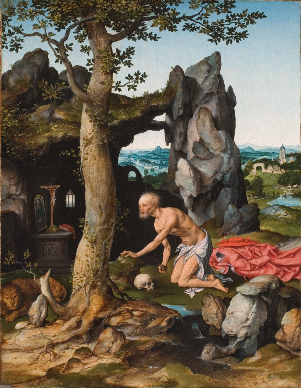 Saint Jérôme en pénitent dans le désert - Joos van Cleve image 1 tableau peint à l’huile sur toile