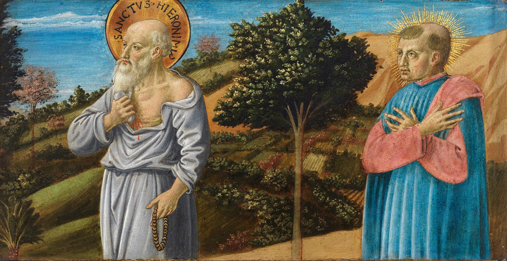 Saint Jérôme et le bienheureux Bartolo Buompedoni de San Giminiano - Benozzo Gozzoli image 1 reproduction artisanale de tableau