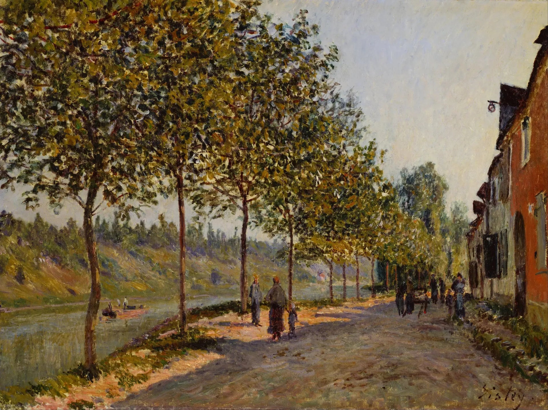 Saint-Mammès et les coteaux de la Celle, matin de juin - Alfred Sisley image 1 reproduction artisanale de tableau