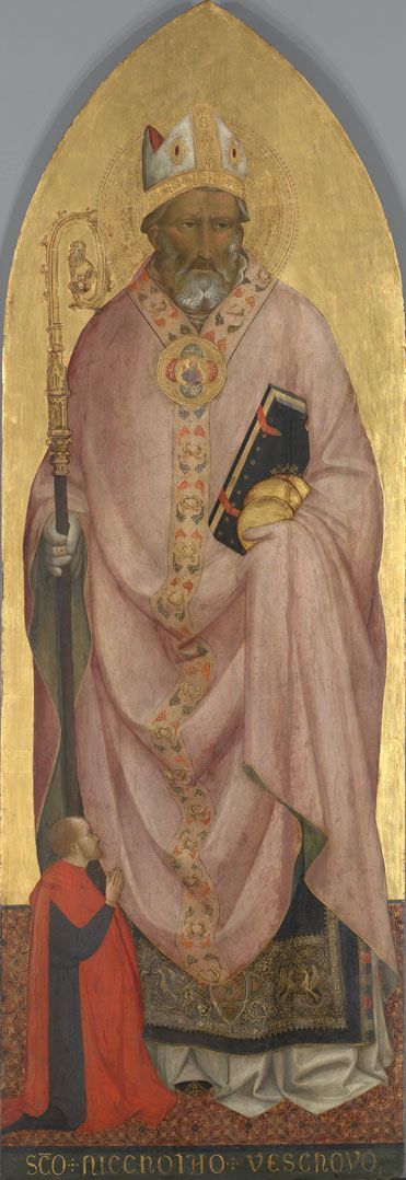 Saint Nicolas de Bari avec un donateur - Agnolo Gaddi image 1 tableau peint à l’huile sur toile