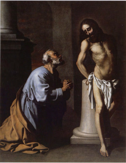 Saint Pierre pénitent devant le Christ à la colonne - Francisco de Zurbarán - Alpha Reproduction