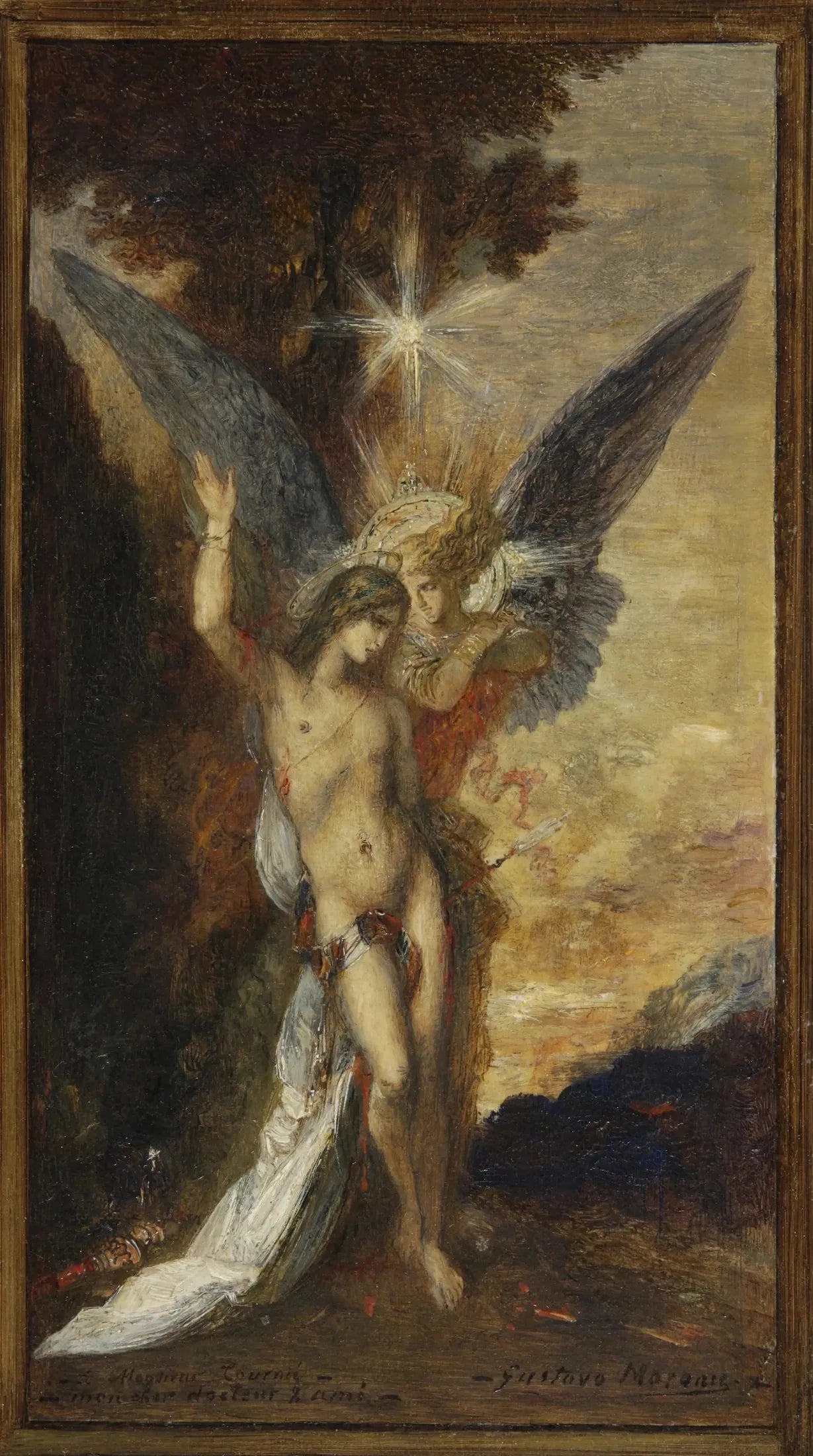 Saint-Sébastien et l'ange - Gustave Moreau image 1 reproduction de peinture à l’huile