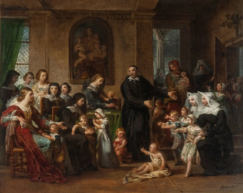 루이 13세 궁전의 여성들에게 자선을 설교하는 생 방센 드 폴 - 찰스 메이니에

Source:
Saint Vincent de Paul prêchant la charité aux femmes de la cour de Louis XIII - Charles Meynier