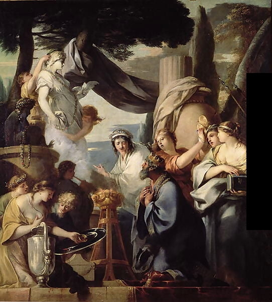 Salomon sacrifiant aux idoles - Sébastien Bourdon image 1 tableau peint à l’huile sur toile