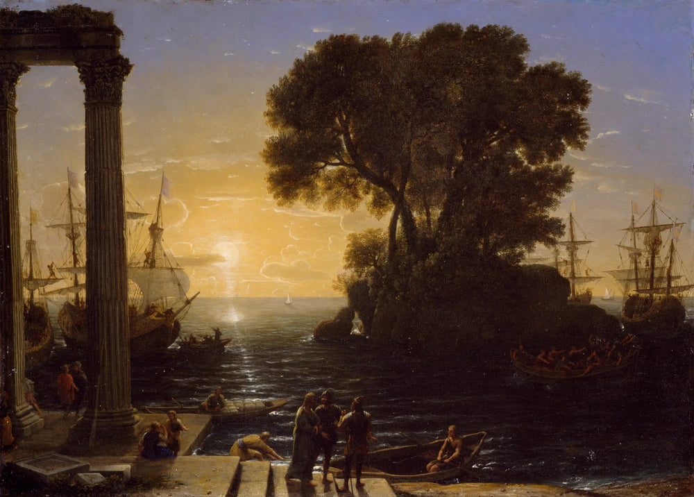 Scène côtière avec l'embarquement de saint Paul - Claude Lorrain image 1 reproduction de peinture à l’huile