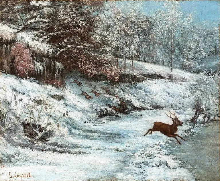 Scène de chasse sous la neige - Gustave Courbet image 1 reproduction réalisée par Alpha Reproduction