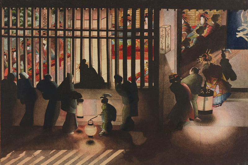 Scène nocturne au Yoshiwara - Katsushika Ōi