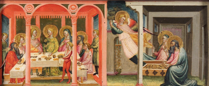 토비아스 이야기의 장면들 (토비아스와 사라의 결혼; 대천사가 토빗과 안나를 떠남) - Bicci di Lorenzo