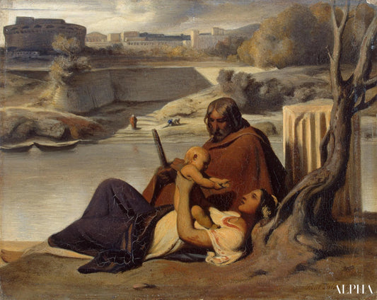 Se reposer sur les rives du Tibre - Paul Delaroche - Reproductions de tableaux et peintures haut de gamme