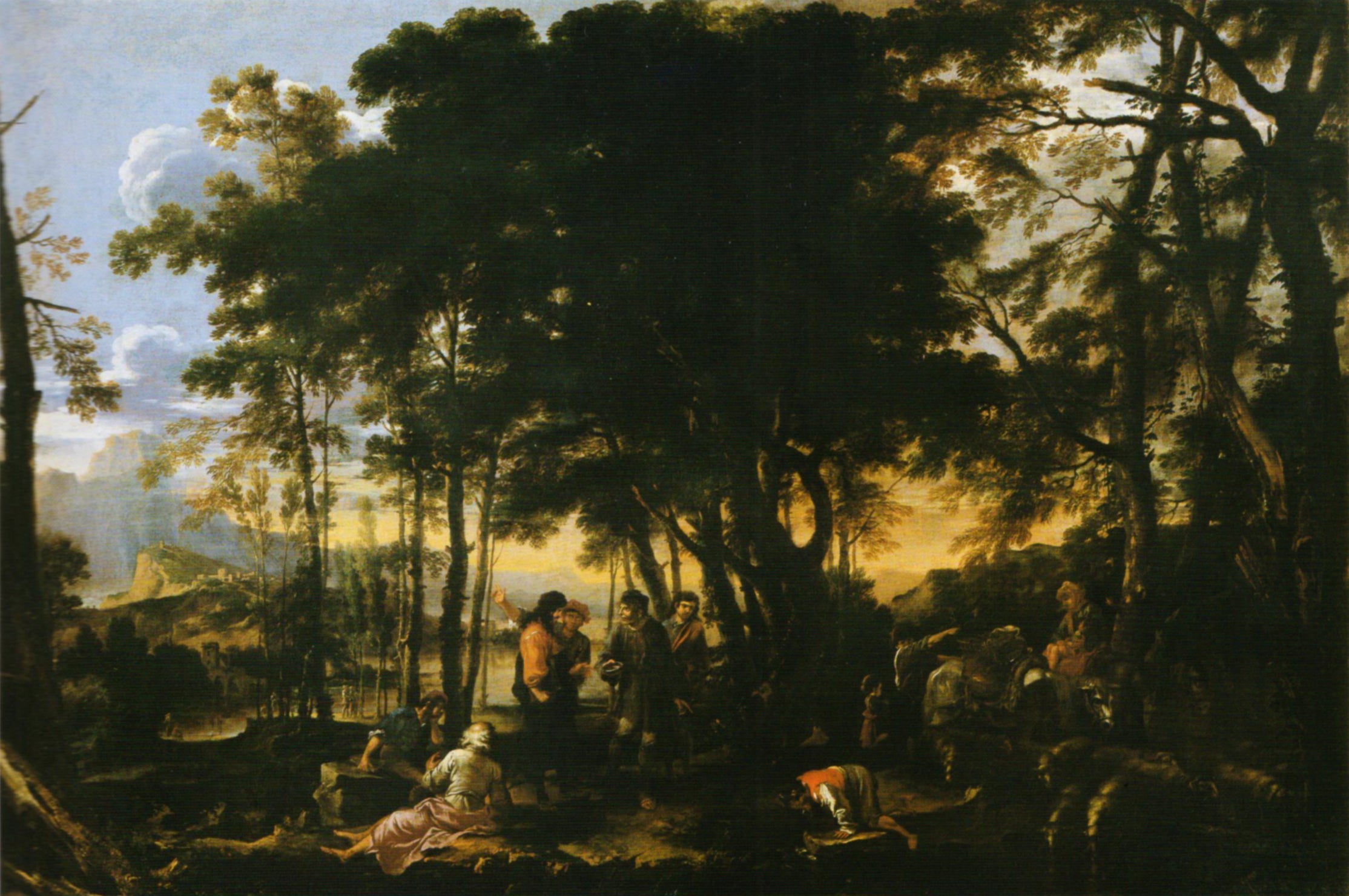 Selva dei filosofi - Salvator Rosa image 1 copie peinte à la main à l’huile