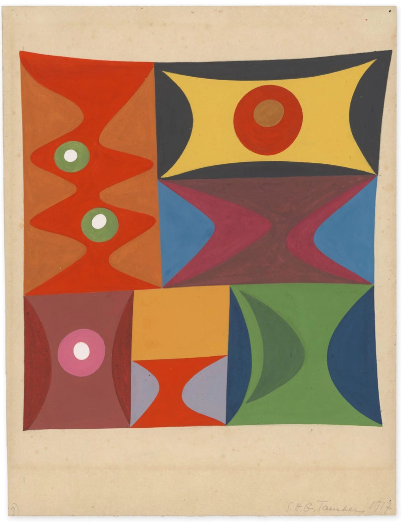 Formes élémentaires en composition verticale-horizontale (1917, version 3) - Sophie Taeuber-Arp