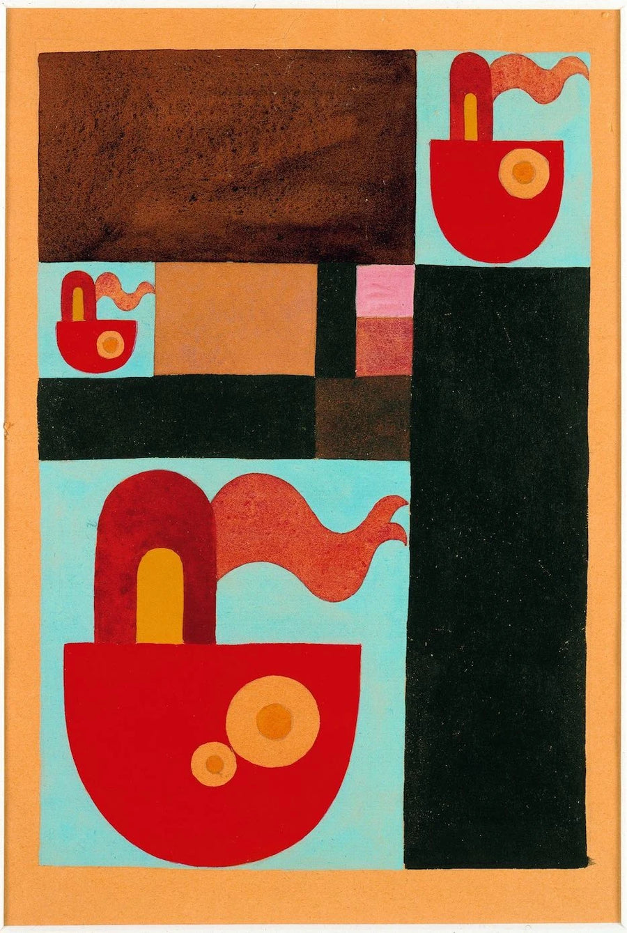 Motif abstrait (bateau). Composition verticale-horizontale, peinture de Sophie Taeuber-Arp