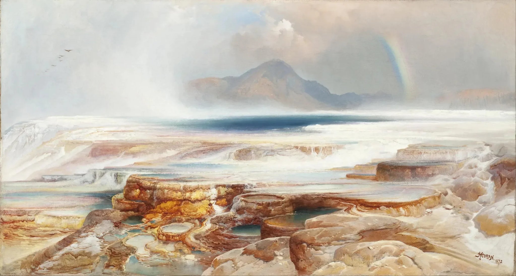 Sources chaudes de Yellowstone - Thomas Moran image 1 copie peinte à la main à l’huile