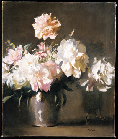 Still Life: Vase of Peonies - Edmund Charles Tarbell - Alpha Reproduction