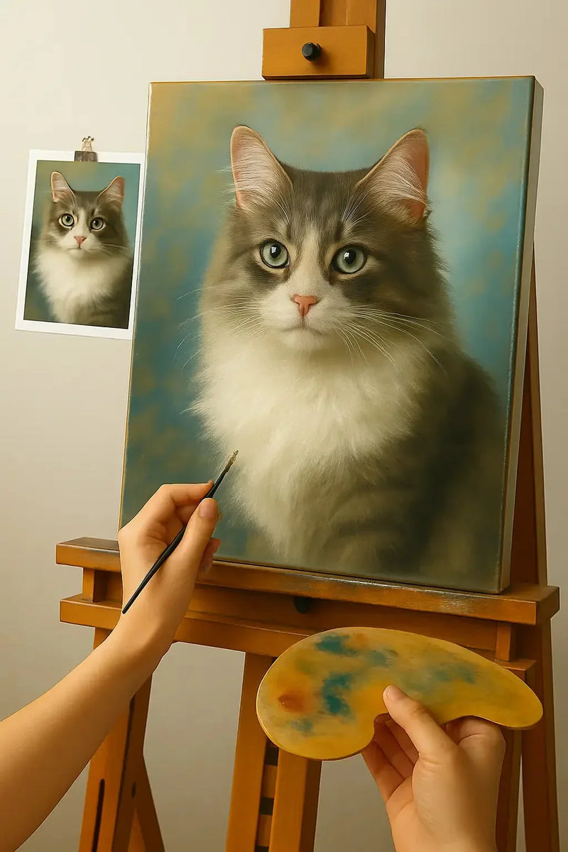 🎨 맞춤 고양이 그림 – 독특한 유화 작품