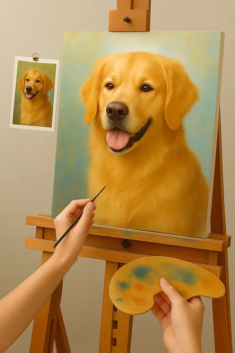 🎨 맞춤형 개 그림 – 독특한 유화 작품
