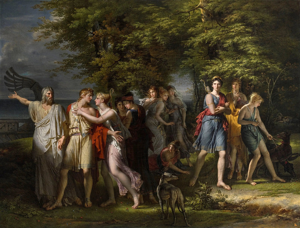 Télémaque, pressé par Mentor, quitte l'île de Calypso - Charles Meynier image 1 copie peinte à la main à l’huile