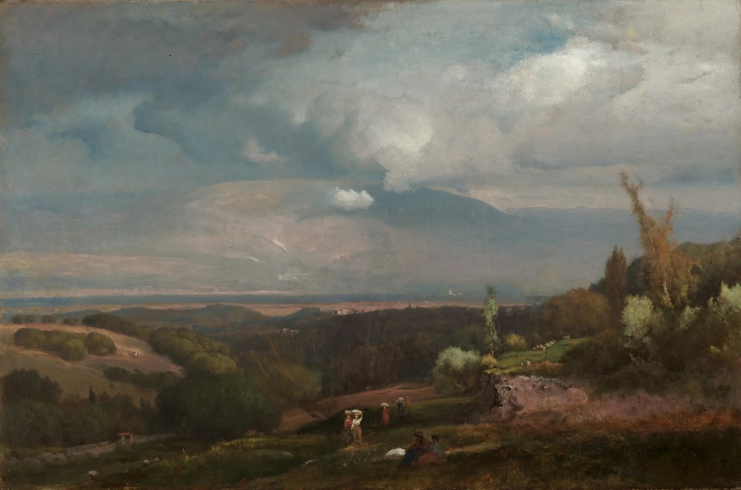 Tempête approchant des collines d'Alban - George Inness image 1 copie de tableau peinte à la main