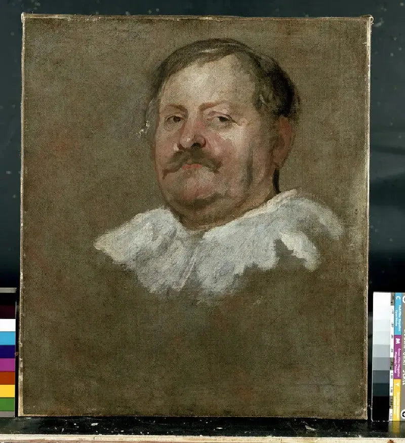 Tête d'homme portant une fraise tombante - Antoine van Dyck image 1 reproduction artisanale de tableau
