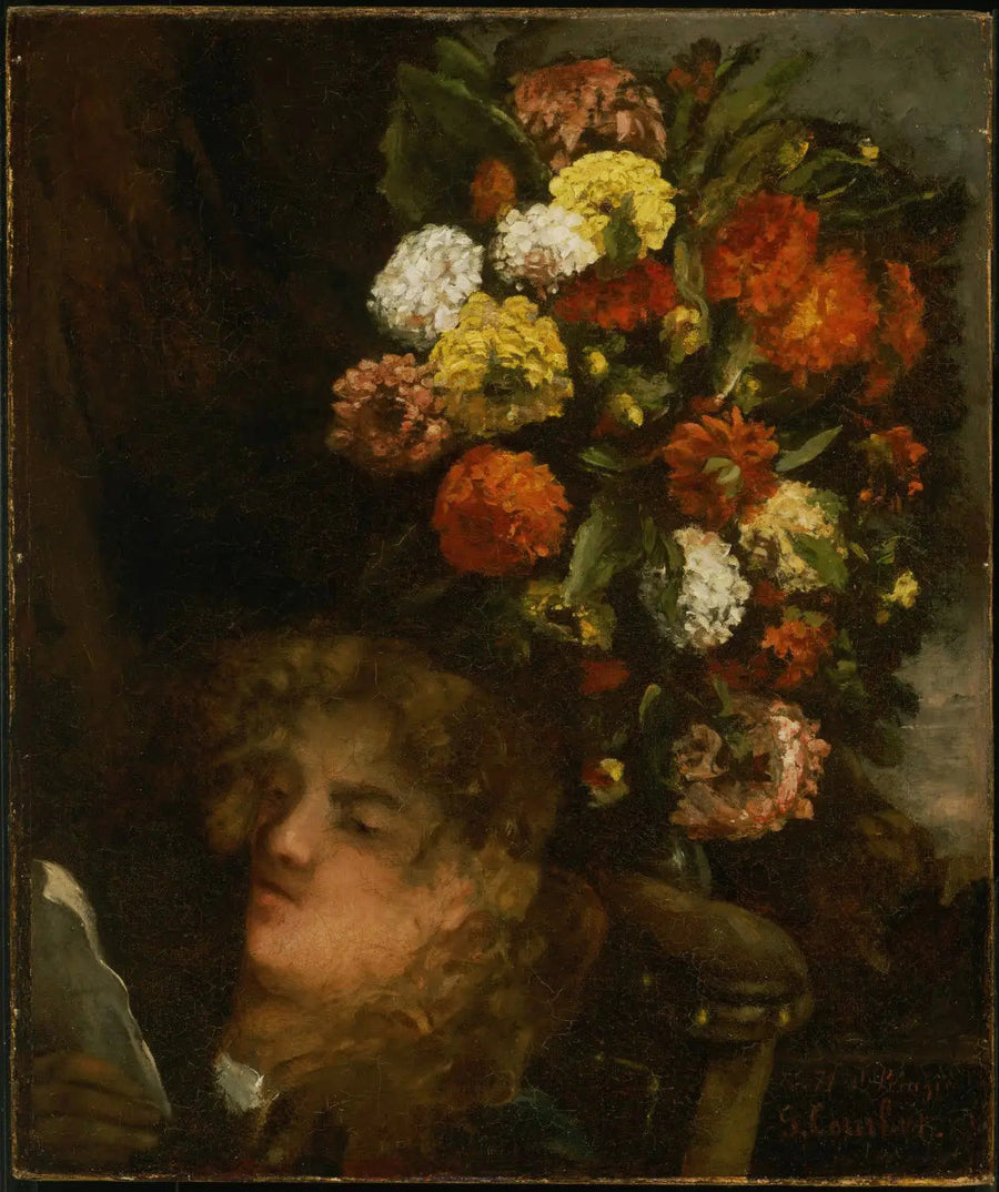 여성의 머리와 꽃들 - 구스타브 쿠르베